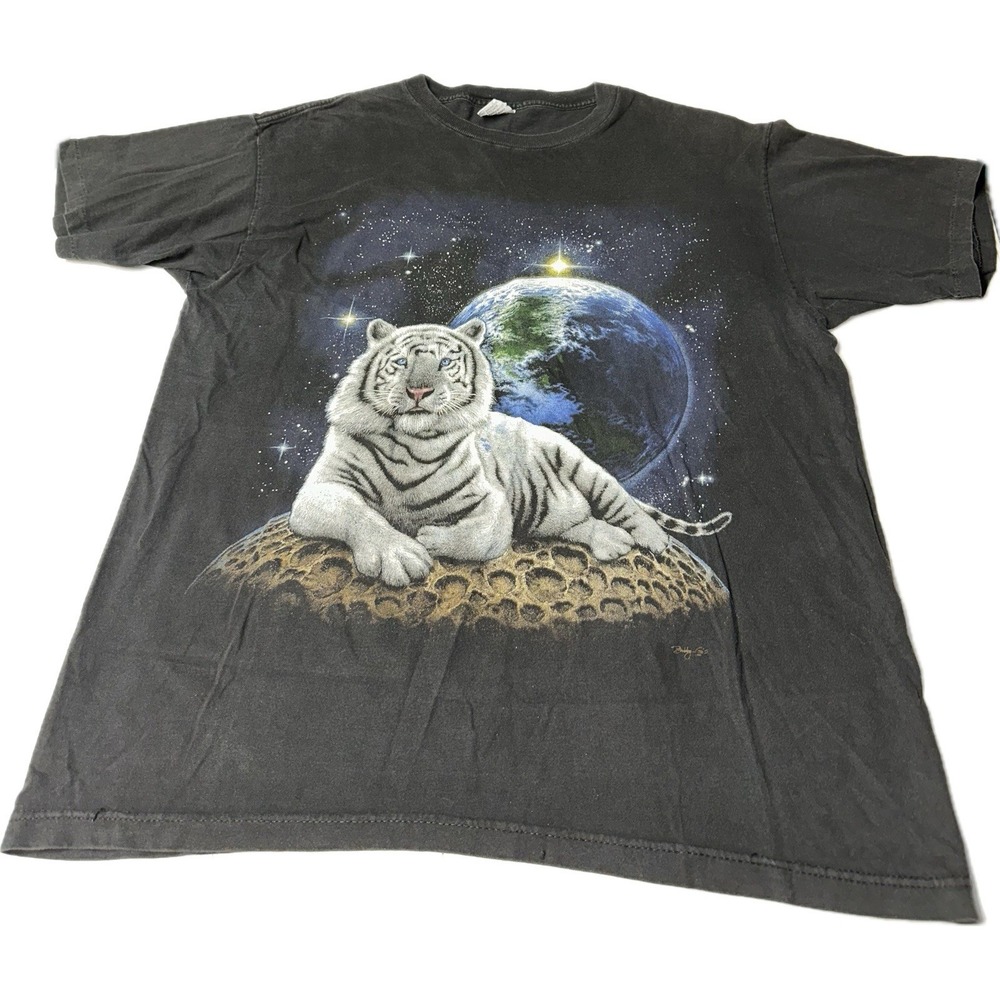 Vintage 90's White Tiger Single Stitch T-Shirt Bobby G's Black‎ Jam Men's XL USA
